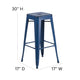 Antique Blue |#| 30inch High Backless Distressed Antique Blue Metal Indoor-Outdoor Barstool - Patio
