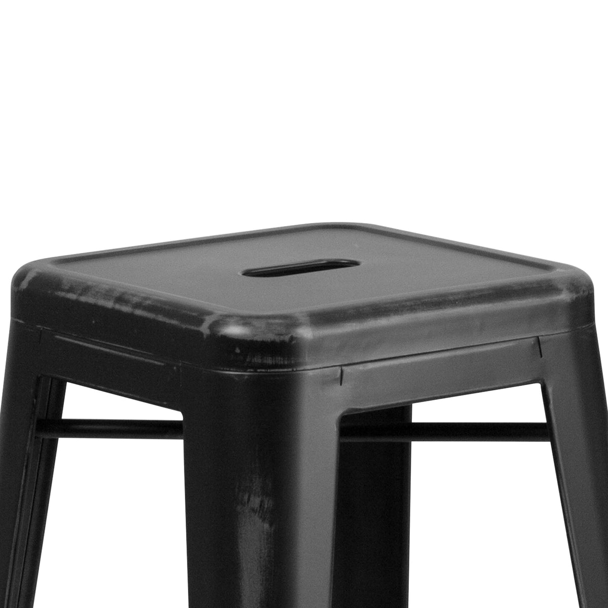 Black |#| 30inch High Backless Distressed Black Metal Indoor-Outdoor Barstool - Patio Chair