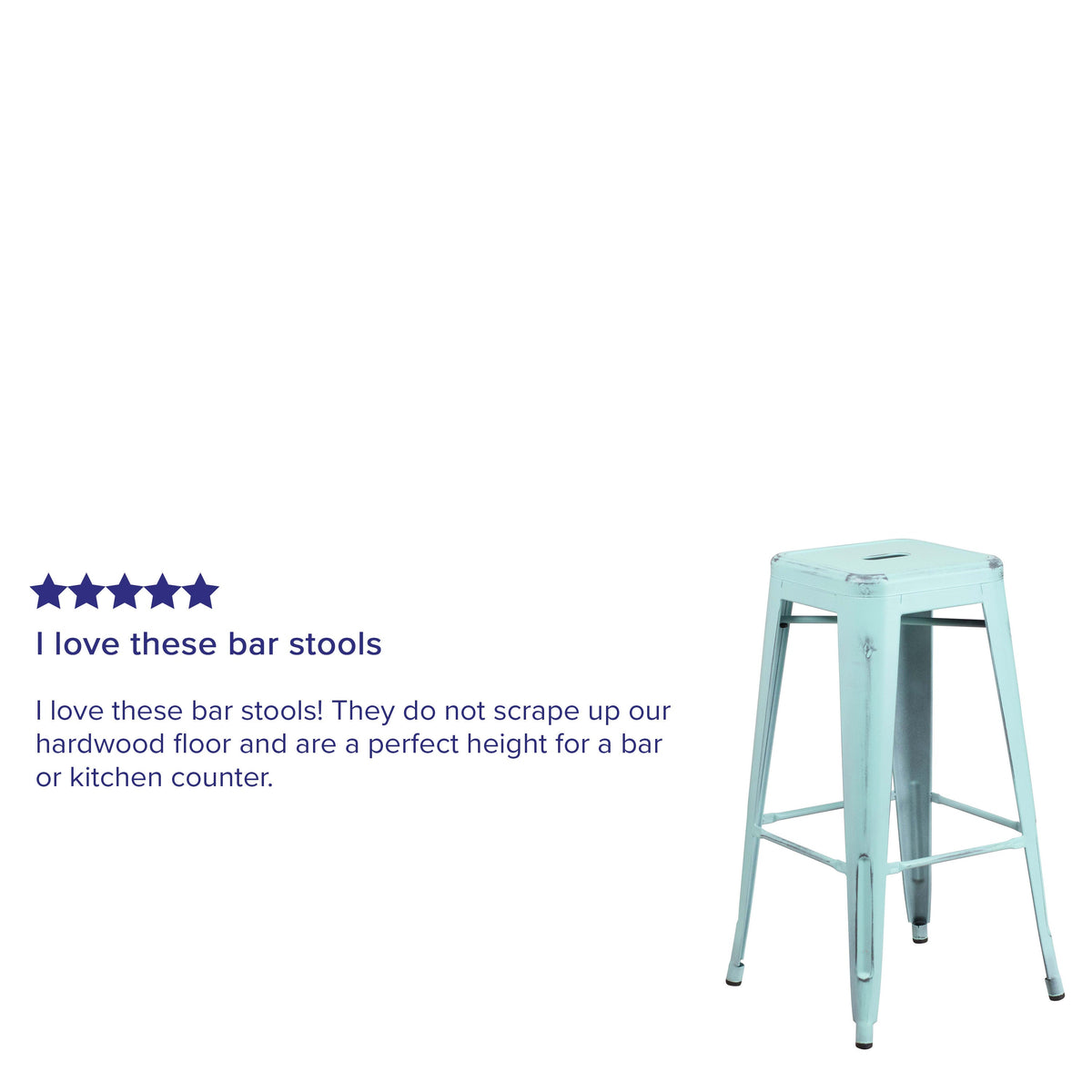 Green-Blue |#| 30inch High Backless Distressed Green-Blue Metal Indoor-Outdoor Barstool - Patio