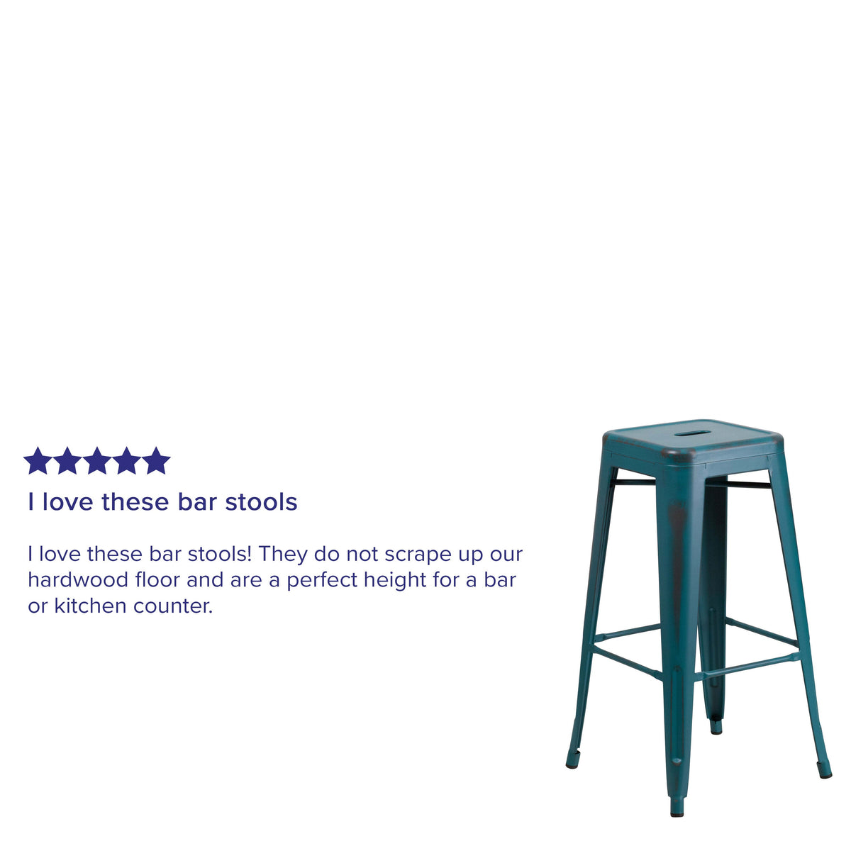 Kelly Blue-Teal |#| 30inch High Backless Distressed Blue-Teal Metal Indoor-Outdoor Barstool - Patio