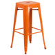 Orange |#| Commercial Grade 30inchH Backless Orange Metal Indoor-Outdoor Barstool, Square