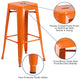 Orange |#| Commercial Grade 30inchH Backless Orange Metal Indoor-Outdoor Barstool, Square