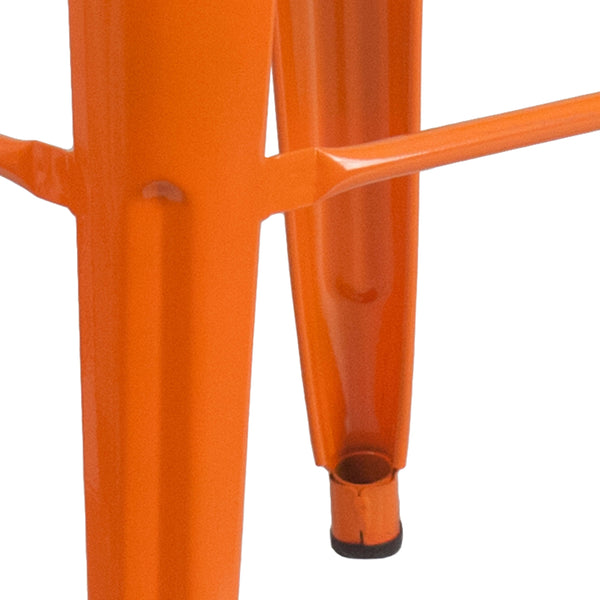 Orange |#| Commercial Grade 30inchH Backless Orange Metal Indoor-Outdoor Barstool, Square