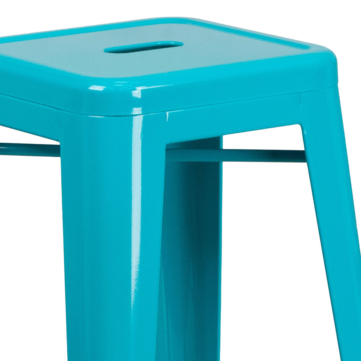 Crystal Teal-Blue |#| 30inch High Backless Crystal Teal-Blue Indoor-Outdoor Barstool - Patio Chair