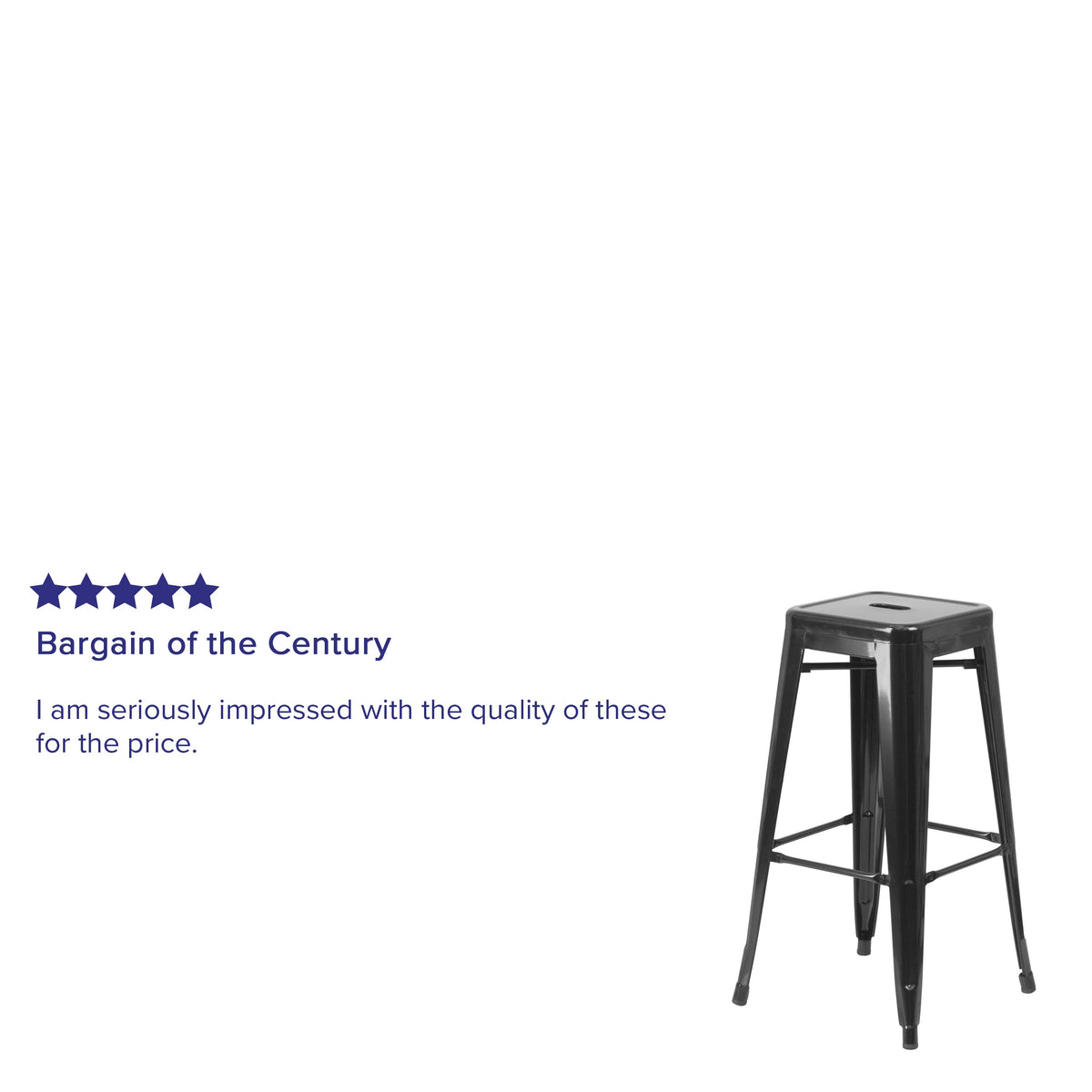 Black |#| Commercial Grade 30inchH Backless Black Metal Indoor-Outdoor Barstool, Square