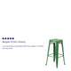 Green |#| Commercial Grade 30inchH Backless Green Metal Indoor-Outdoor Barstool, Square