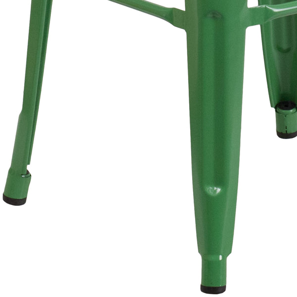 Green |#| Commercial Grade 30inchH Backless Green Metal Indoor-Outdoor Barstool, Square