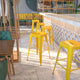 Yellow |#| Commercial Grade 30inchH Backless Yellow Metal Indoor-Outdoor Barstool, Square