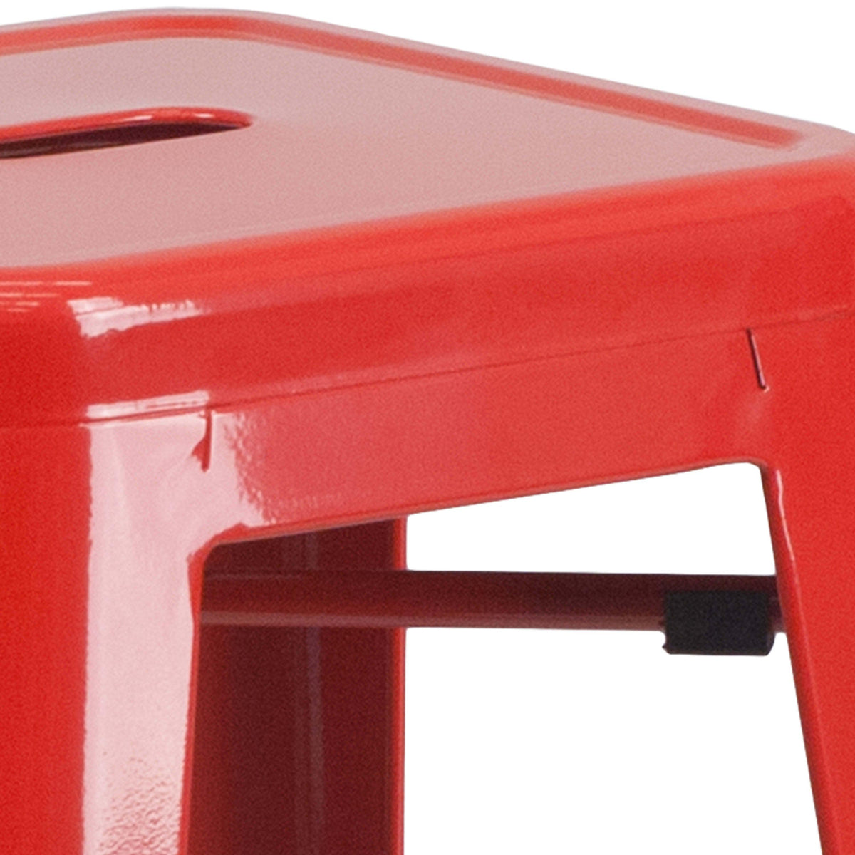 Red |#| Commercial Grade 30inchH Backless Red Metal Indoor-Outdoor Barstool, Square