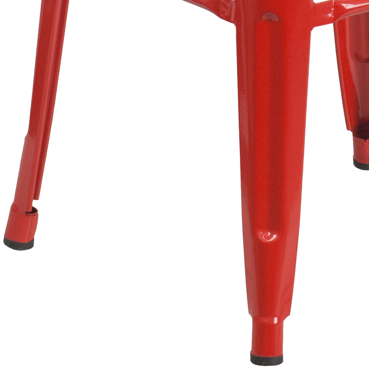 Red |#| Commercial Grade 30inchH Backless Red Metal Indoor-Outdoor Barstool, Square