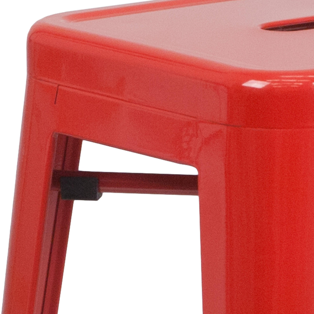 Red |#| Commercial Grade 30inchH Backless Red Metal Indoor-Outdoor Barstool, Square
