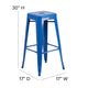 Blue |#| Commercial Grade 30inchH Backless Blue Metal Indoor-Outdoor Barstool, Square