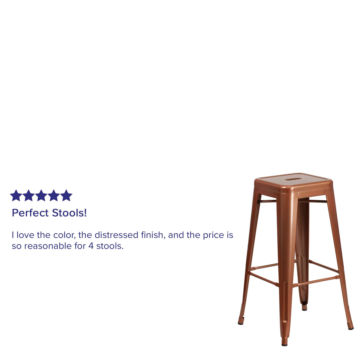 Copper |#| 30inch High Backless Copper Indoor-Outdoor Barstool - Patio Chair