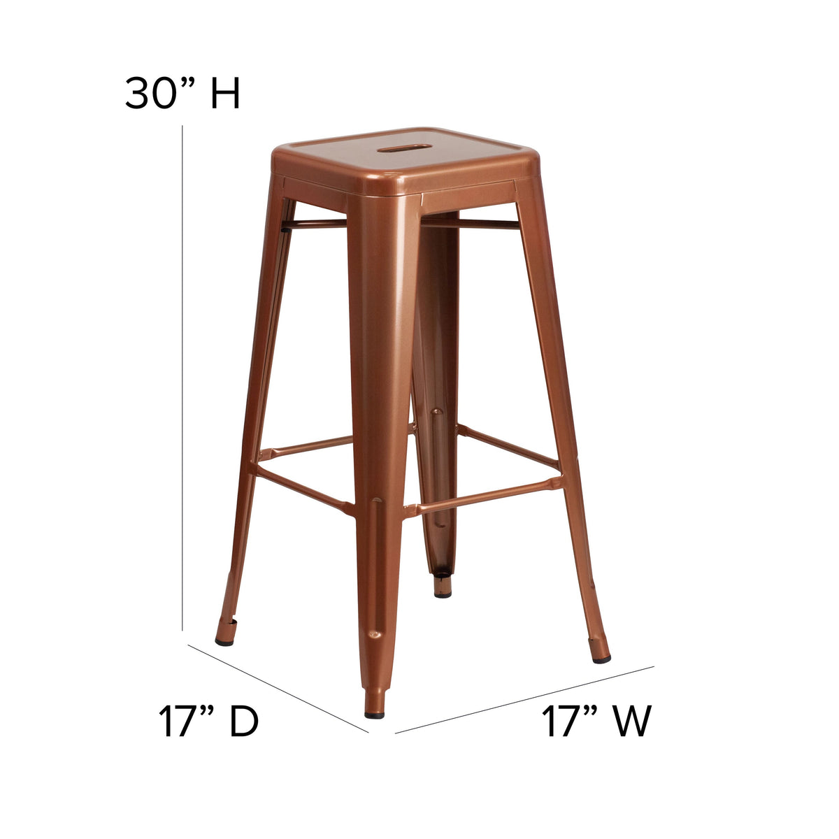 Copper |#| 30inch High Backless Copper Indoor-Outdoor Barstool - Patio Chair