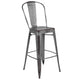 Silver Gray |#| 30inchH Distressed Silver Gray Metal Indoor-Outdoor Dining Barstool with Back