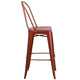 Kelly Red |#| 30inch High Distressed Kelly Red Metal Indoor-Outdoor Barstool with Back