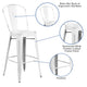 White |#| 30inch High Distressed White Metal Indoor-Outdoor Barstool with Back