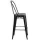 Black |#| 30inch High Distressed Black Metal Indoor-Outdoor Barstool with Back