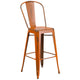 Orange |#| 30inch High Distressed Orange Metal Indoor-Outdoor Barstool with Back