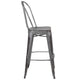 Silver Gray |#| 30inchH Distressed Silver Gray Metal Indoor-Outdoor Dining Barstool with Back