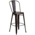 Commercial Grade 30" High Distressed Metal Indoor-Outdoor Barstool with Back