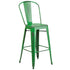 Commercial Grade 30" High Distressed Metal Indoor-Outdoor Barstool with Back