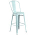 Commercial Grade 30" High Distressed Metal Indoor-Outdoor Barstool with Back