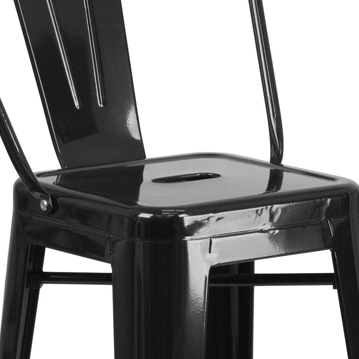 Black |#| 30inch High Black Metal Indoor-Outdoor Barstool with Back - Kitchen Furniture
