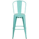 Mint Green |#| 30inch High Mint Green Metal Indoor-Outdoor Barstool with Back