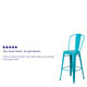 Crystal Teal-Blue |#| 30inch High Crystal Teal-Blue Metal Indoor-Outdoor Barstool with Back