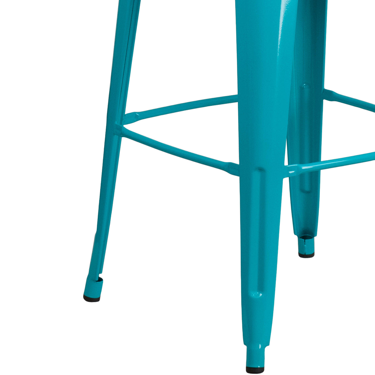 Crystal Teal-Blue |#| 30inch High Crystal Teal-Blue Metal Indoor-Outdoor Barstool with Back