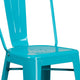 Crystal Teal-Blue |#| 30inch High Crystal Teal-Blue Metal Indoor-Outdoor Barstool with Back