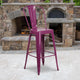 Purple |#| 30inch High Purple Metal Indoor-Outdoor Barstool with Back