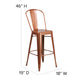 Copper |#| 30inch High Copper Metal Indoor-Outdoor Barstool with Back