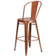 Copper |#| 30inch High Copper Metal Indoor-Outdoor Barstool with Back