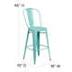 Mint Green |#| 30inch High Mint Green Metal Indoor-Outdoor Barstool with Back