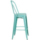 Mint Green |#| 30inch High Mint Green Metal Indoor-Outdoor Barstool with Back