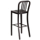 Black-Antique Gold |#| 30inch High Black-Gold Metal Indoor-Outdoor Barstool with Vertical Slat Back