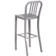 Silver |#| 30inch High Silver Metal Indoor-Outdoor Barstool with Vertical Slat Back