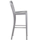 Silver |#| 30inch High Silver Metal Indoor-Outdoor Barstool with Vertical Slat Back