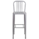 Silver |#| 30inch High Silver Metal Indoor-Outdoor Barstool with Vertical Slat Back