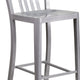 Silver |#| 30inch High Silver Metal Indoor-Outdoor Barstool with Vertical Slat Back