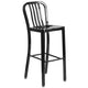 Black |#| 30inch High Black Metal Indoor-Outdoor Barstool with Vertical Slat Back