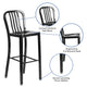 Black |#| 30inch High Black Metal Indoor-Outdoor Barstool with Vertical Slat Back