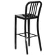 Black |#| 30inch High Black Metal Indoor-Outdoor Barstool with Vertical Slat Back