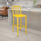 Yellow |#| 30inch High Yellow Metal Indoor-Outdoor Barstool with Vertical Slat Back