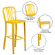 Yellow |#| 30inch High Yellow Metal Indoor-Outdoor Barstool with Vertical Slat Back