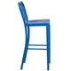 Blue |#| 30inch High Blue Metal Indoor-Outdoor Barstool with Vertical Slat Back