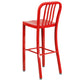 Red |#| 30inch High Red Metal Indoor-Outdoor Barstool with Vertical Slat Back