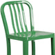 Green |#| 30inch High Green Metal Indoor-Outdoor Barstool with Vertical Slat Back